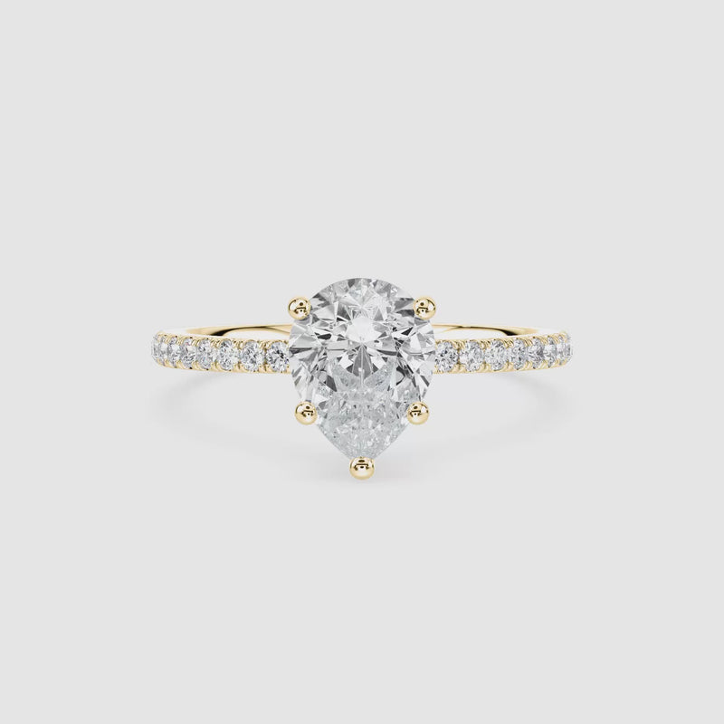 Luisa Hidden Halo Verlobungsring – Tropfenschliff – Gelbgold – Video