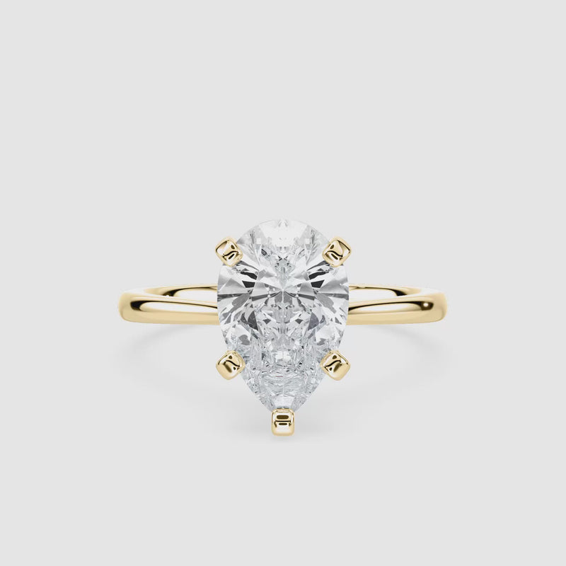 Sophie Kathedrale-Solitaire Verlobungsring – Tropfenschliff – Gelbgold – Video
