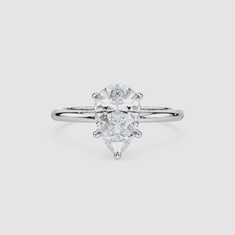 Clara Solitaire Verlobungsring – Tropfenschliff – Weißgold – Video