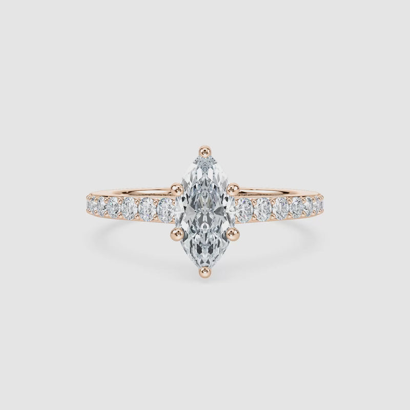 Hannah Hidden Halo Verlobungsring – Marquiseschliff – Roségold – Video
