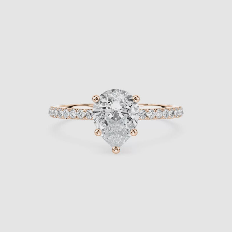 Luisa Hidden Halo Verlobungsring – Tropfenschliff – Roségold – Video