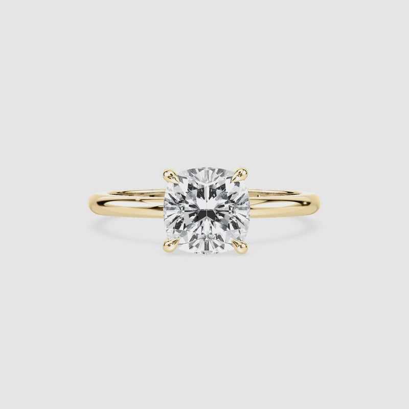 Clara Solitaire Verlobungsring – Kissenschliff – Gelbgold – Video
