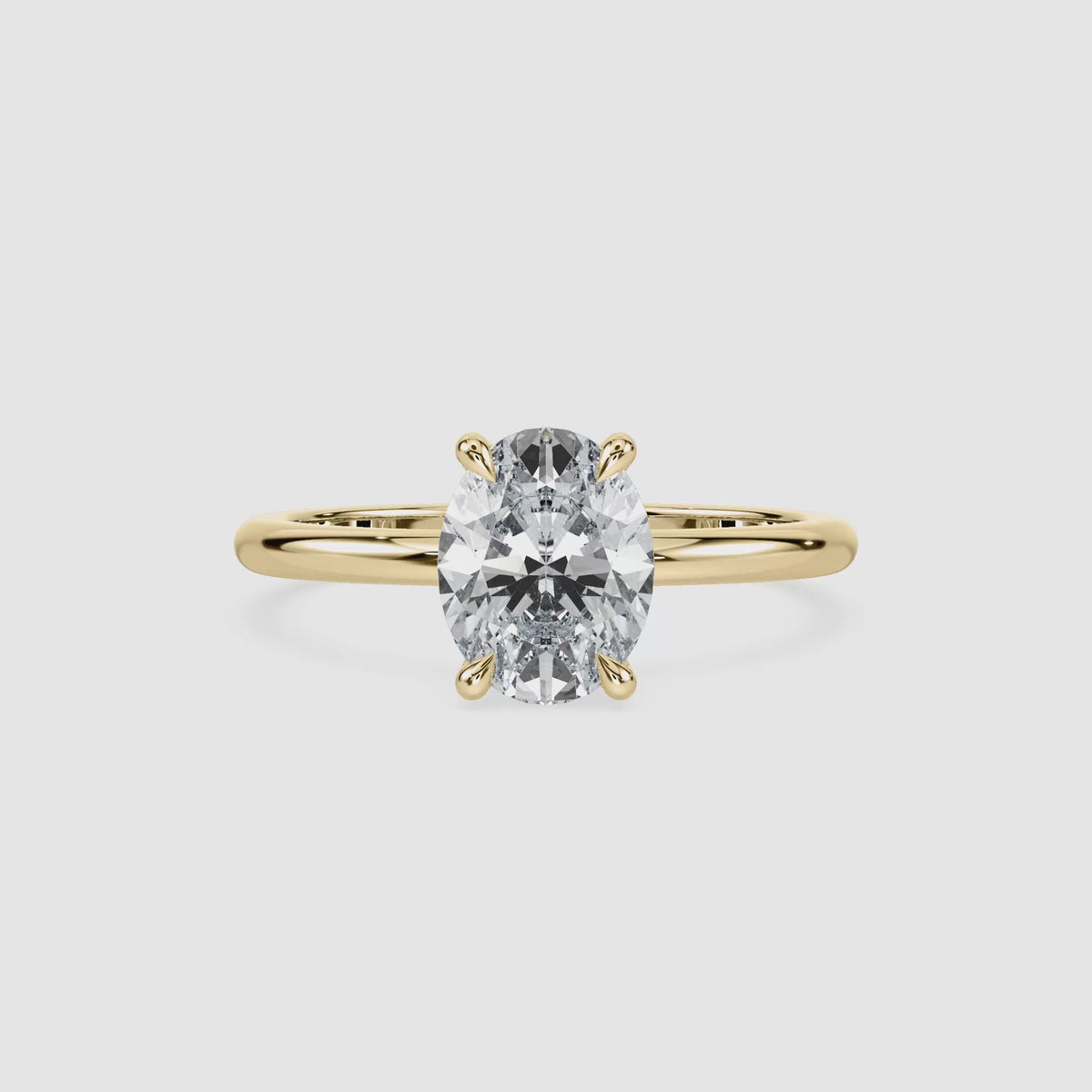 Video laden: Clara Solitaire Verlobungsring – Ovalschliff – Gelbgold – Video
