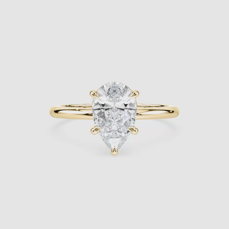 Clara Solitaire Verlobungsring – Tropfenschliff – Gelbgold – Video