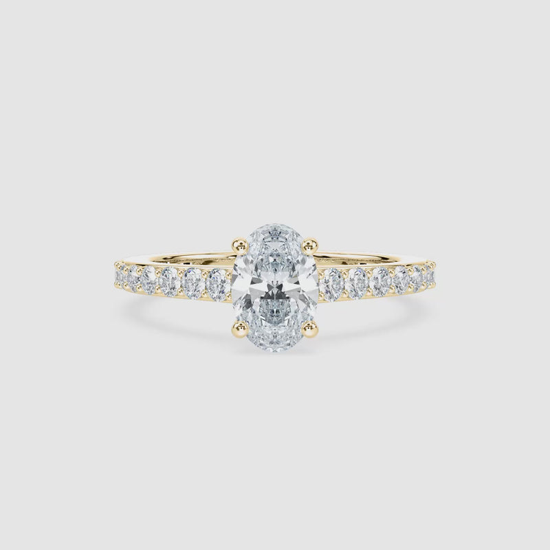 Hannah Hidden Halo Verlobungsring – Ovalschliff – Gelbgold – Video