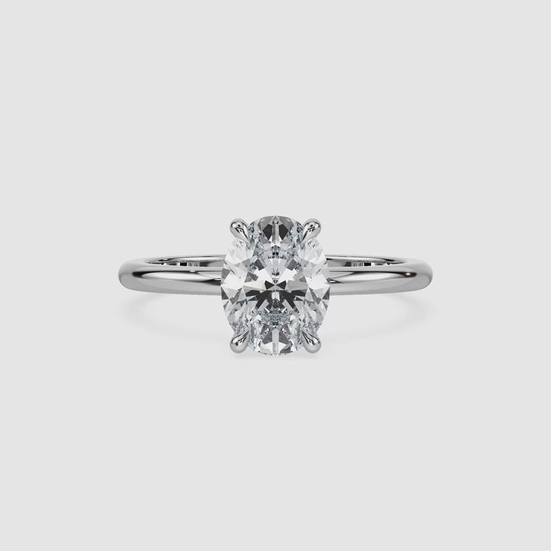 Clara Solitaire Verlobungsring – Ovalschliff – Weißgold – Video