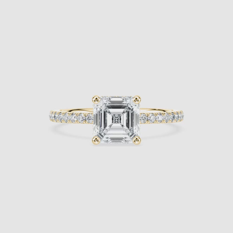 Luisa Hidden Halo Verlobungsring – Asscherschliff – Gelbgold – Video