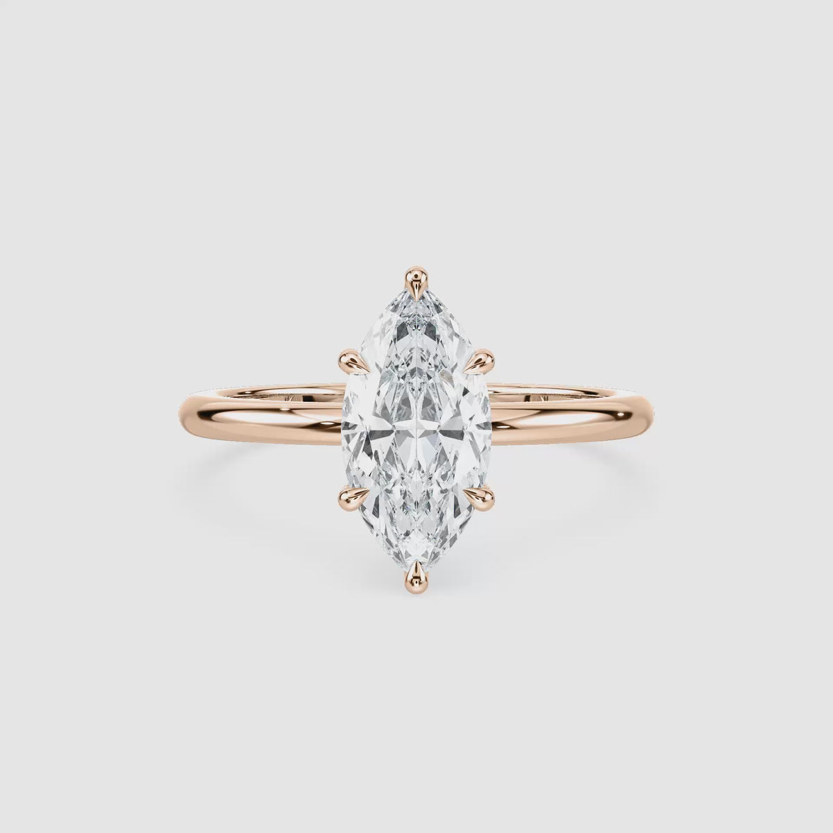 Video laden: Clara Solitaire Verlobungsring – Marquiseschliff – Roségold – Video