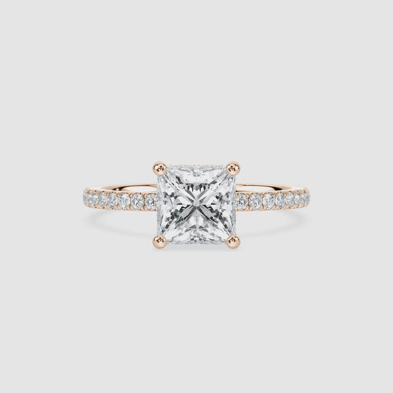 Luisa Hidden Halo Verlobungsring – Prinzessschliff – Roségold – Video