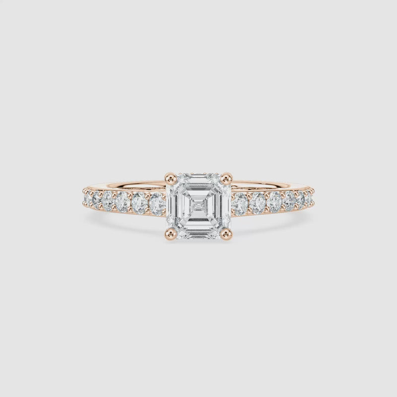 Hannah Hidden Halo Verlobungsring – Asscherschliff – Roségold – Video
