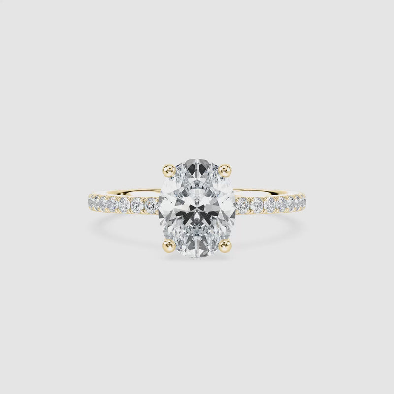 Luisa Hidden Halo Verlobungsring – Ovalschliff – Gelbgold – Video