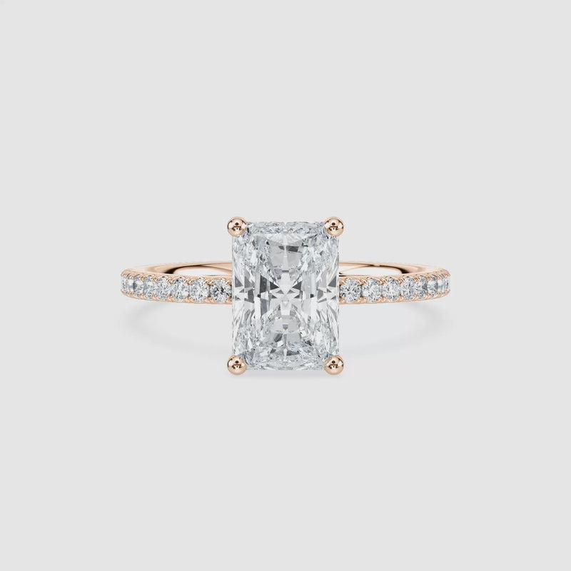 Luisa Hidden Halo Verlobungsring – Radiantschliff – Roségold – Video