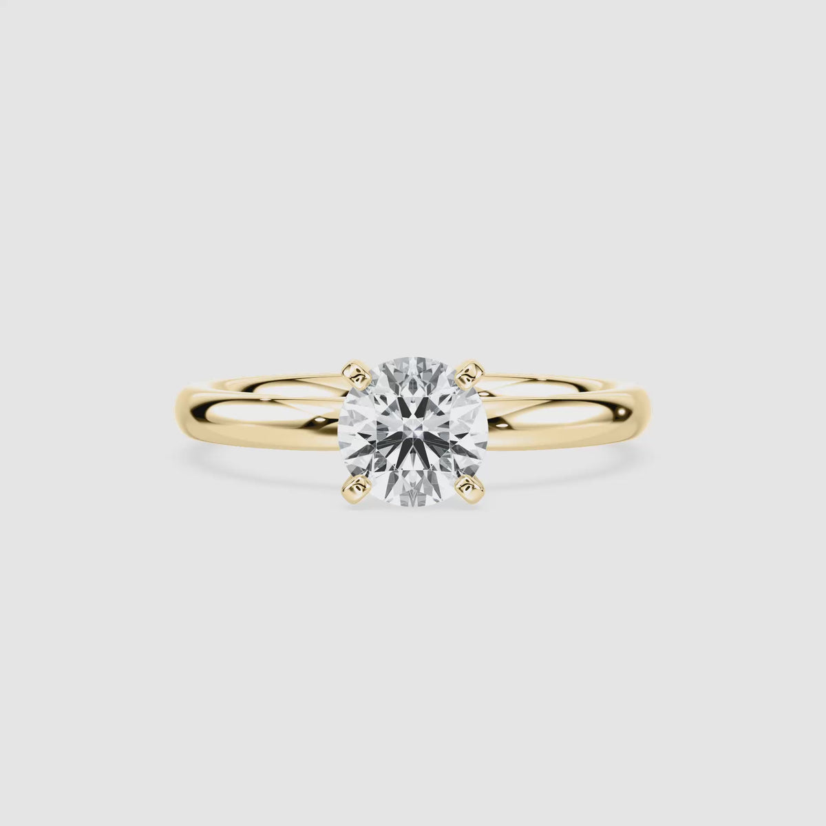 Video laden: Emilia Solitaire Verlobungsring – Rundschliff – Gelbgold – Video