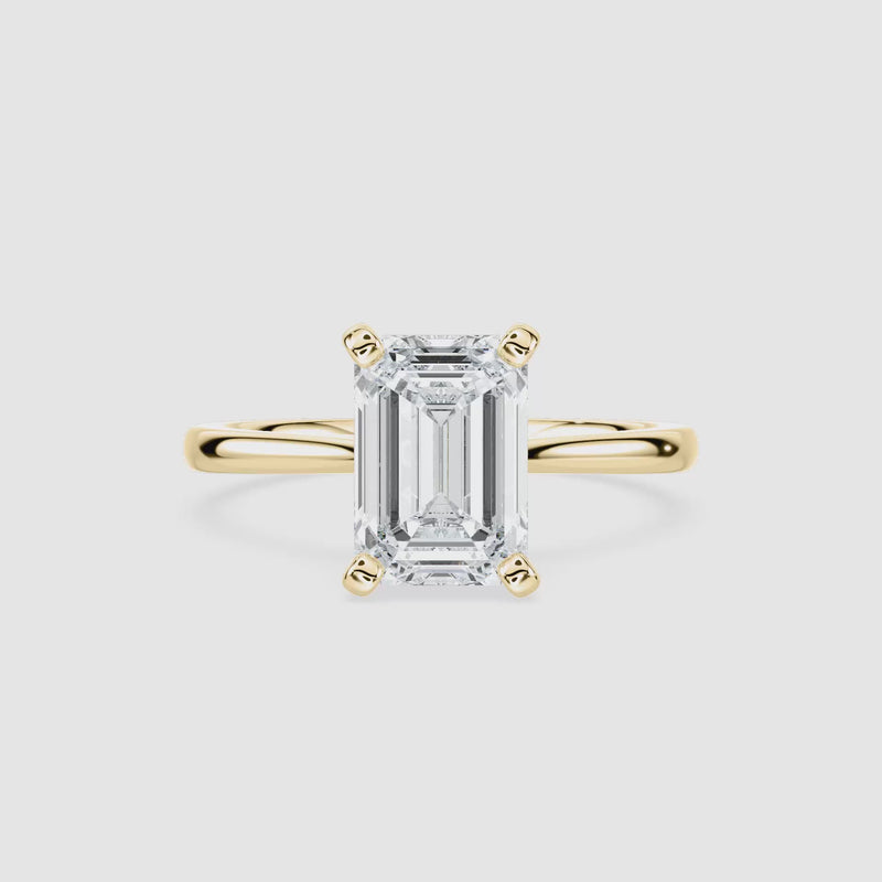 Sophie Kathedrale-Solitaire Verlobungsring – Smaragdschliff – Gelbgold – Video