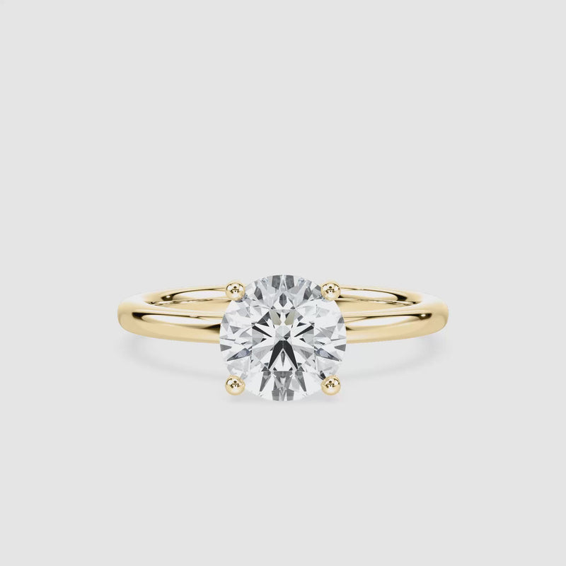 Marlene Blüten-Solitaire Verlobungsring – Rundschliff – Gelbgold – Video