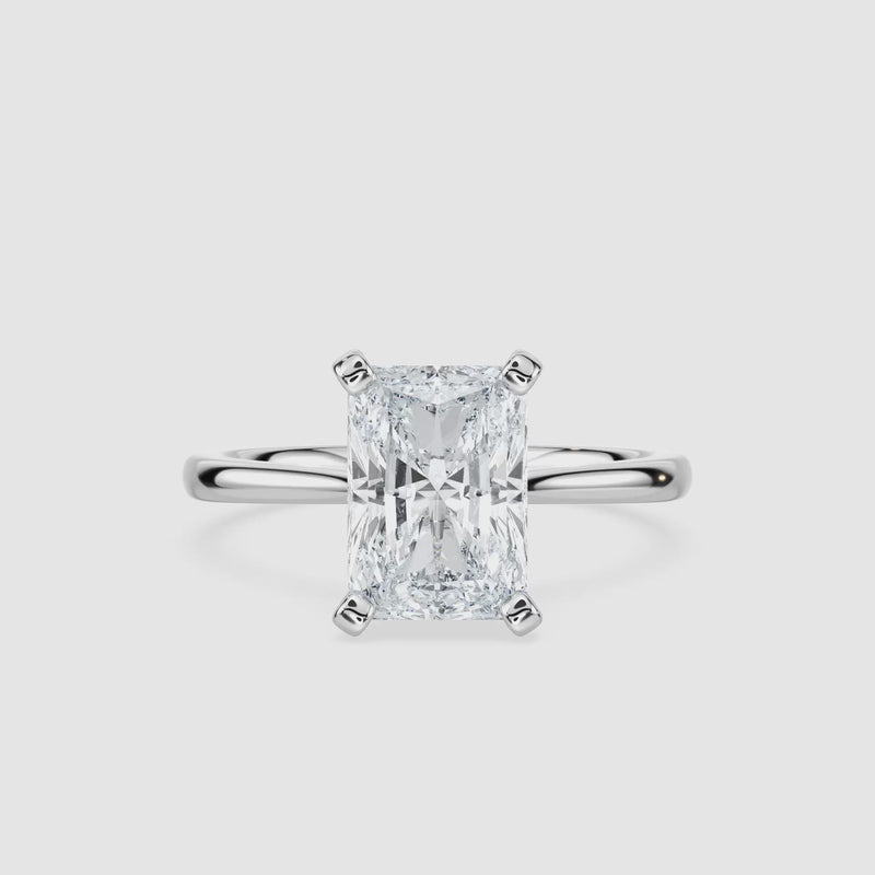 Sophie Kathedrale-Solitaire Verlobungsring – Radiantschliff – Weißgold – Video