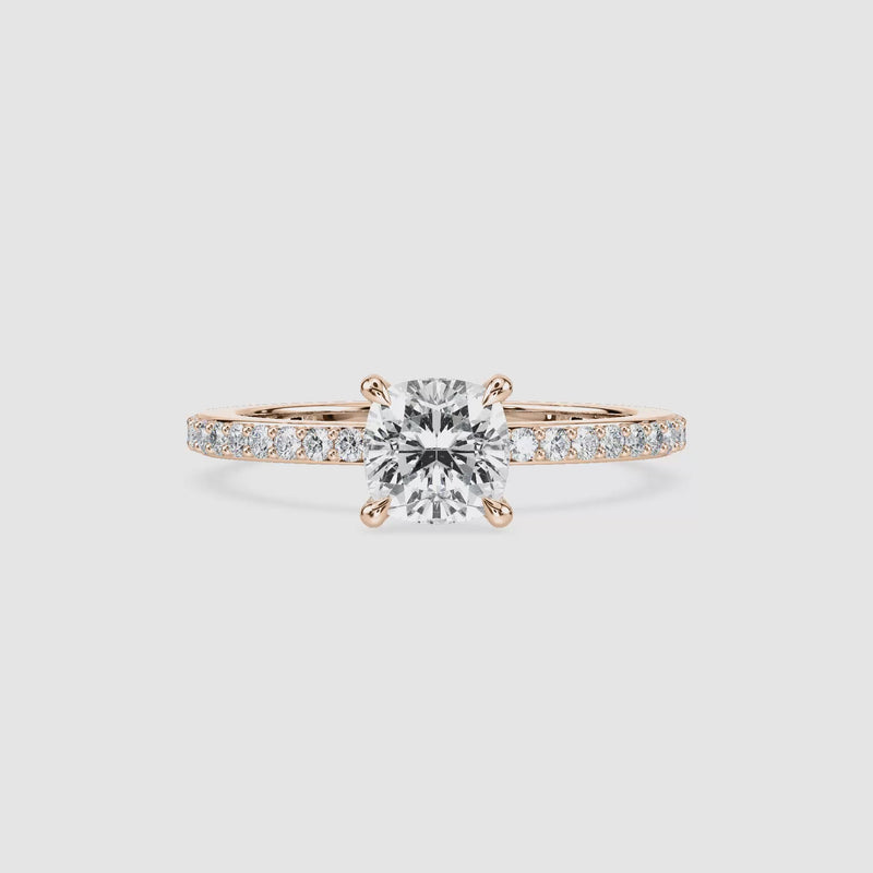 Charlotte Seitenstein Verlobungsring – Kissenschliff – Roségold – Video