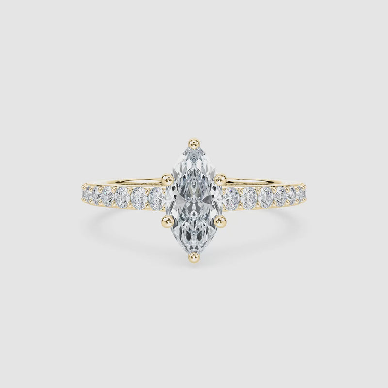 Hannah Hidden Halo Verlobungsring – Marquiseschliff – Gelbgold – Video