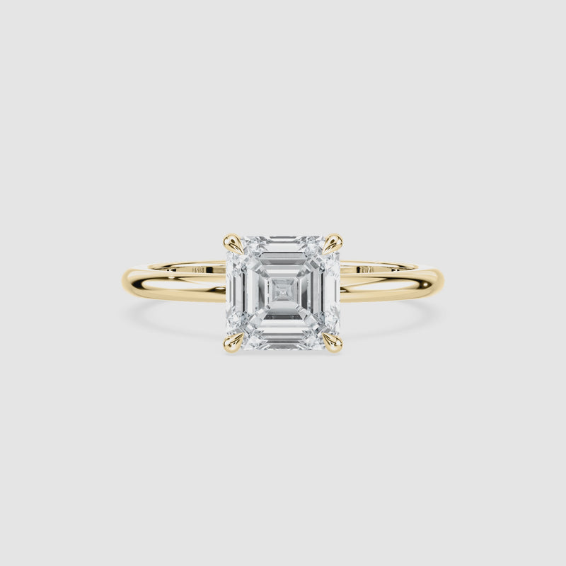 Clara Solitaire Verlobungsring – Asscherschliff – Gelbgold – Video