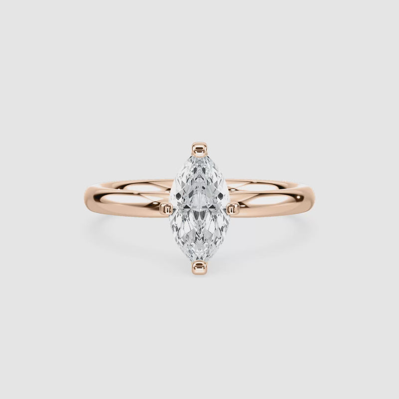 Emilia Solitaire Verlobungsring – Marquiseschliff – Roségold – Video