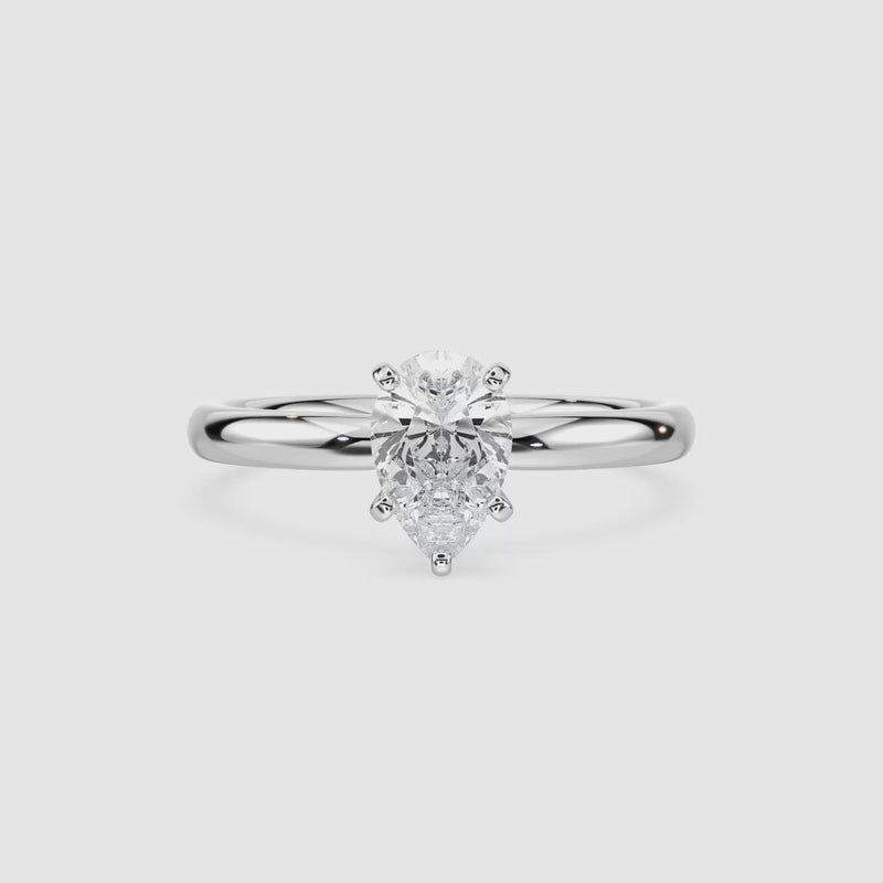 Emilia Solitaire Verlobungsring – Tropfenschliff – Weißgold – Video
