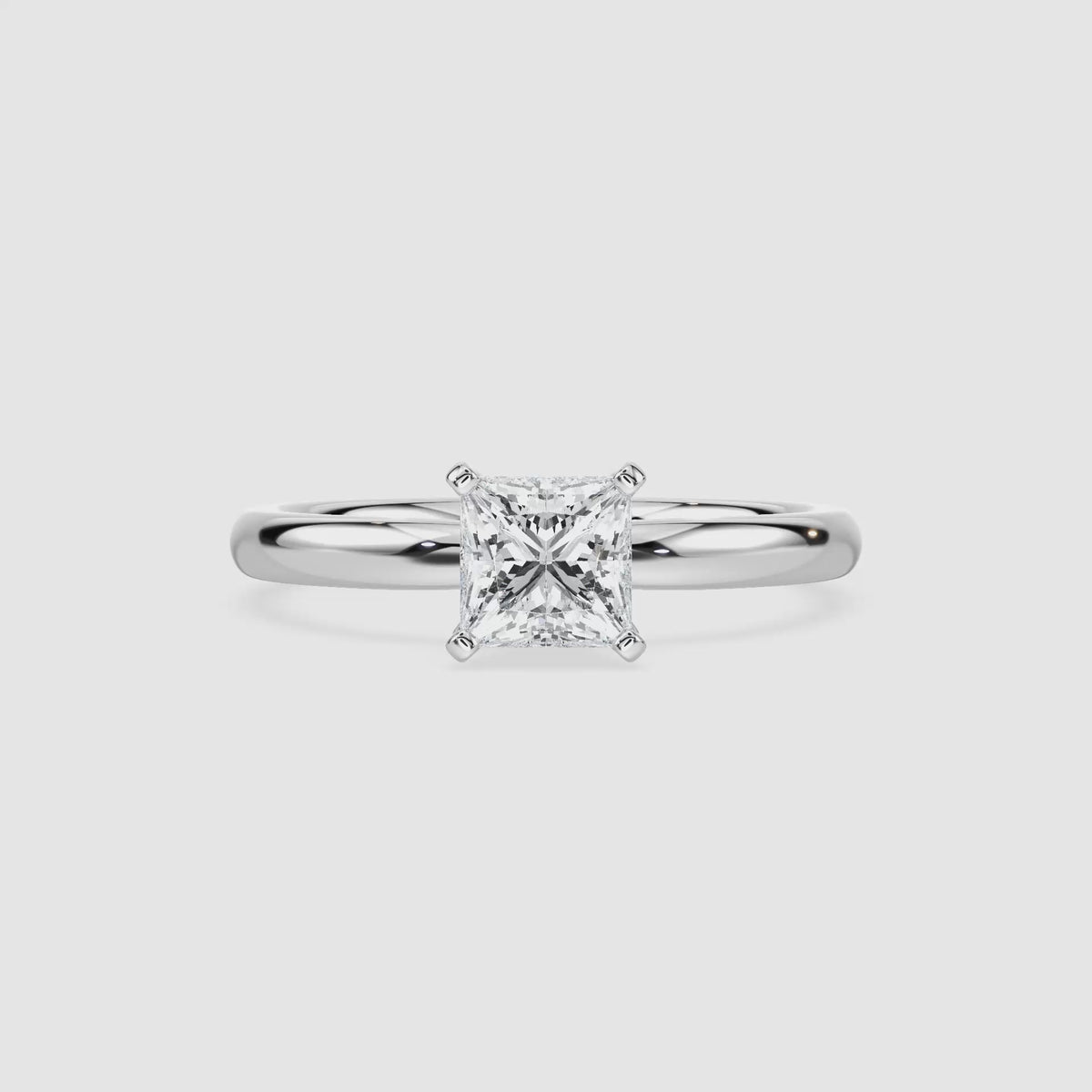 Video laden: Emilia Solitaire Verlobungsring – Prinzessschliff – Weißgold – Video