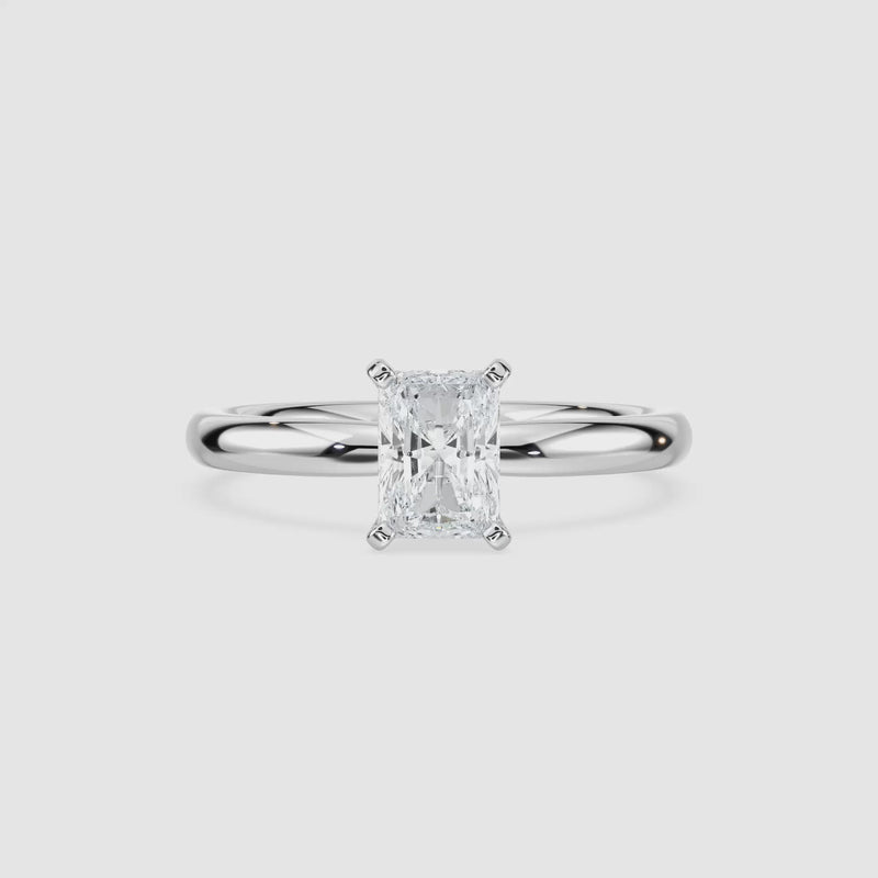 Emilia Solitaire Verlobungsring – Radiantschliff – Weißgold – Video