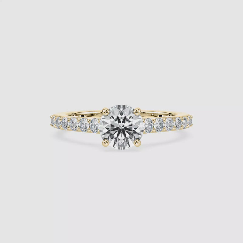 Hannah Hidden Halo Verlobungsring – Rundschliff – Gelbgold – Video