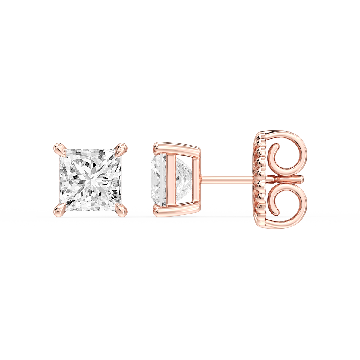 Lovea Lena Ohrstecker Steckverschluss – Prinzessschliff – Roségold