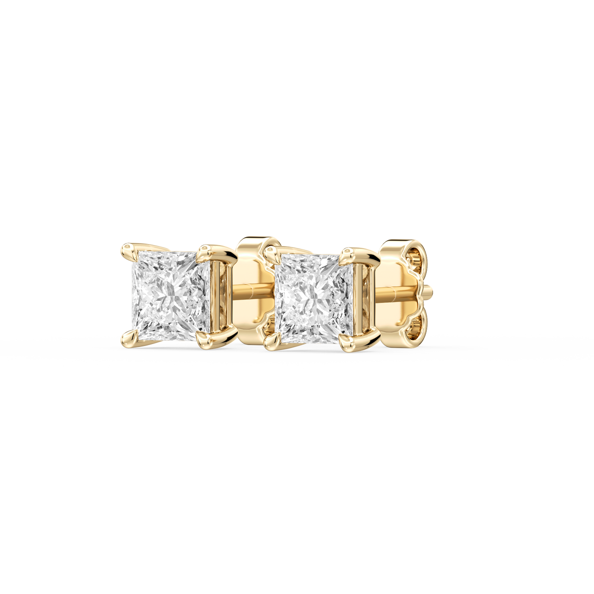 Lovea Lena Ohrstecker Steckverschluss – Prinzessschliff – Gelbgold