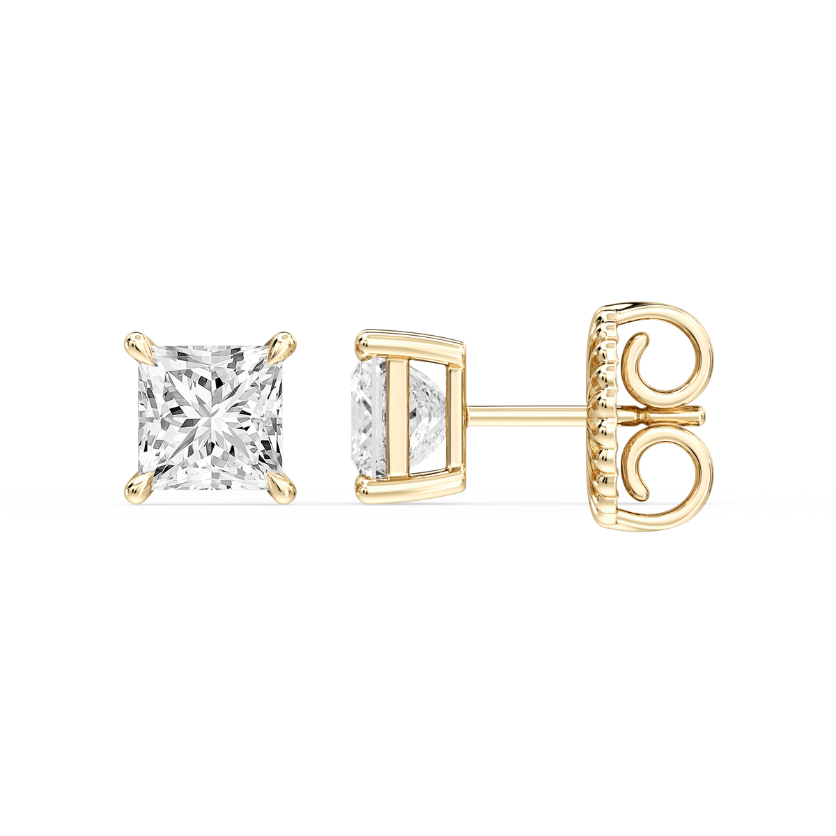 Lovea Lena Ohrstecker Steckverschluss – Prinzessschliff – Gelbgold
