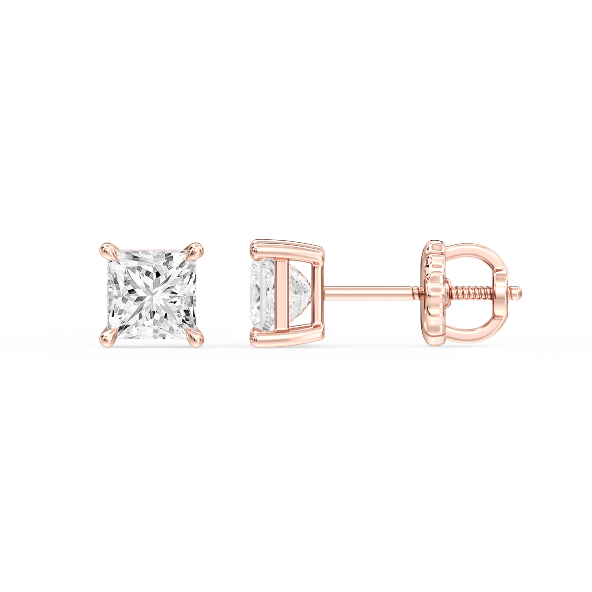 Lovea Lena Ohrstecker Schraubverschluss – Prinzessschliff – Roségold