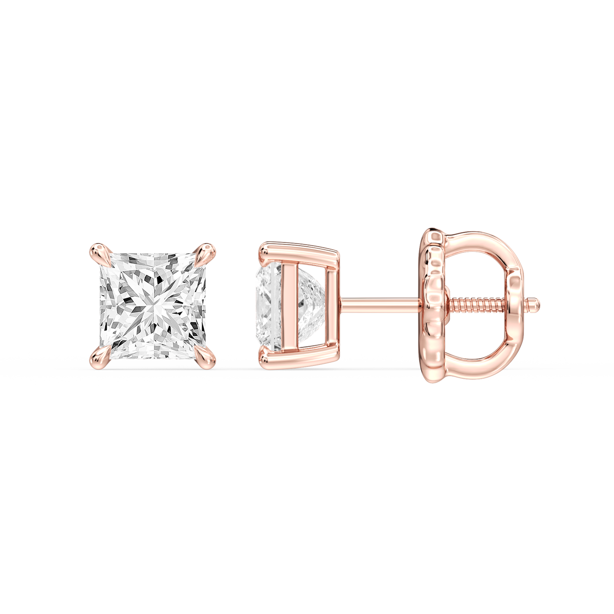 Lovea Lena Ohrstecker Schraubverschluss – Prinzessschliff – Roségold