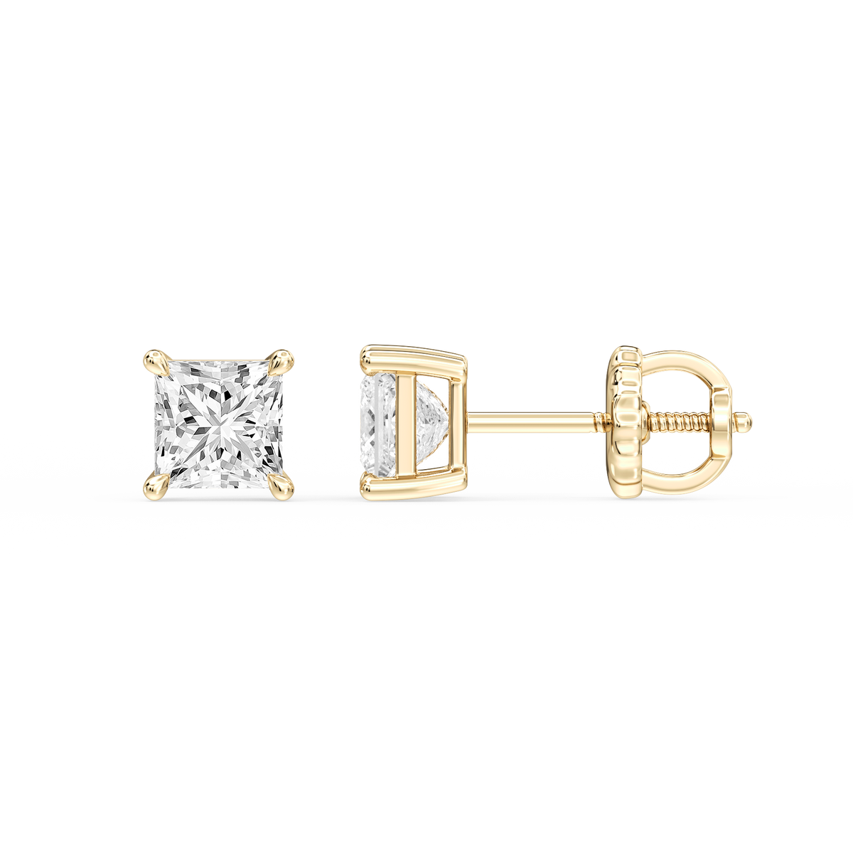 Lovea Lena Ohrstecker Schraubverschluss – Prinzessschliff – Gelbgold