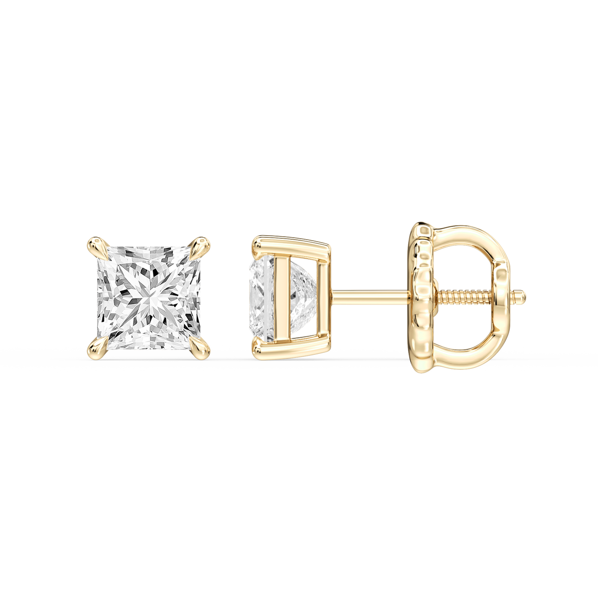Lovea Lena Ohrstecker Schraubverschluss – Prinzessschliff – Gelbgold
