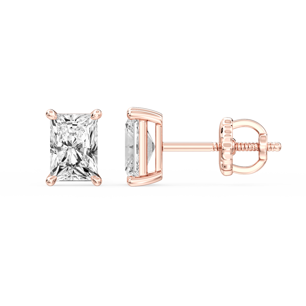 Lovea Lena Ohrstecker Schraubverschluss – Radiantschliff – Roségold