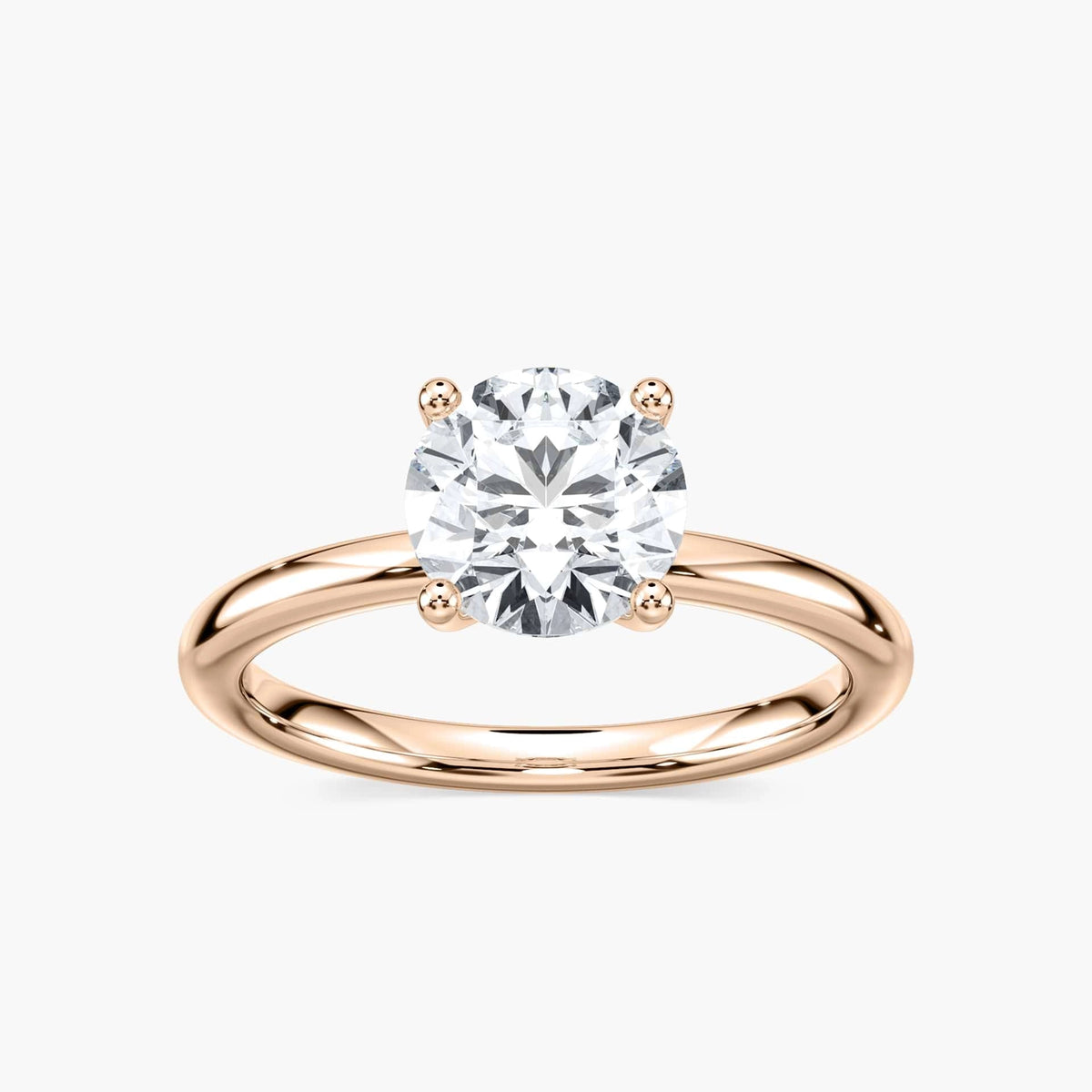 Marlene Blüten-Solitaire Verlobungsring Rundschliff – Roségold, Lab-Grown Diamant VVS2