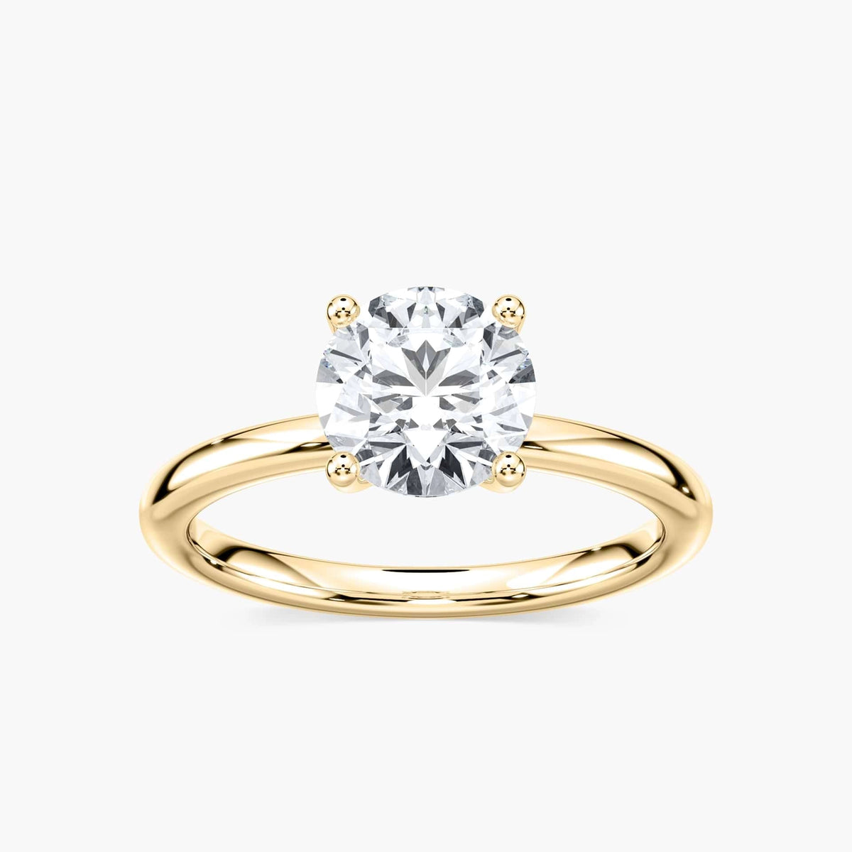 Marlene Blüten-Solitaire Verlobungsring Rundschliff – Gelbgold, Lab-Grown Diamant VVS2