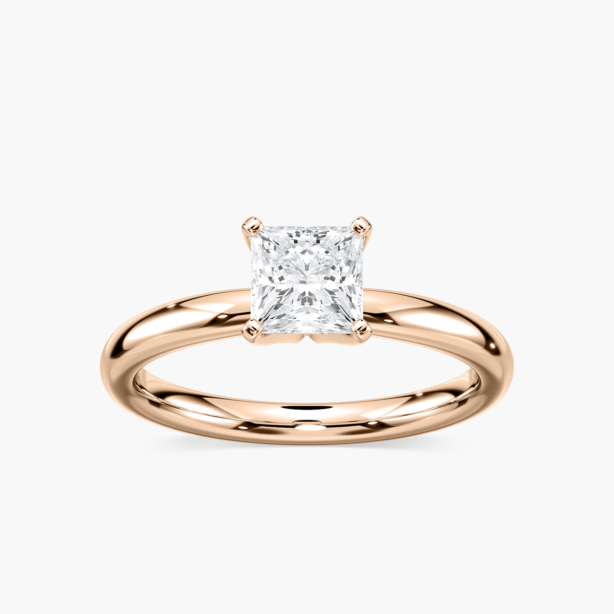 Emilia Solitaire Verlobungsring Prinzessschliff Roségold – Lovea