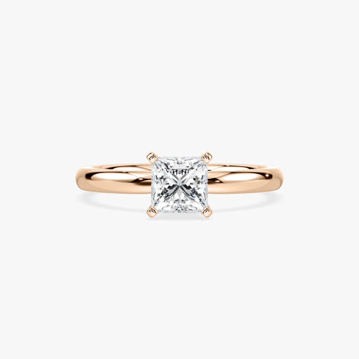 Emilia Solitaire Verlobungsring Prinzessschliff Roségold – Lovea