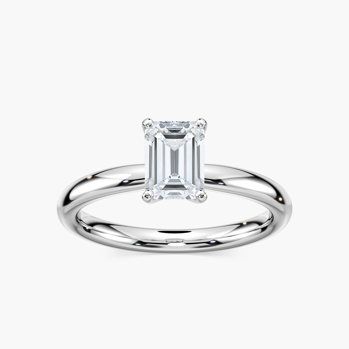 Emilia Solitaire Verlobungsring Smaragdschliff Weißgold – Lovea
