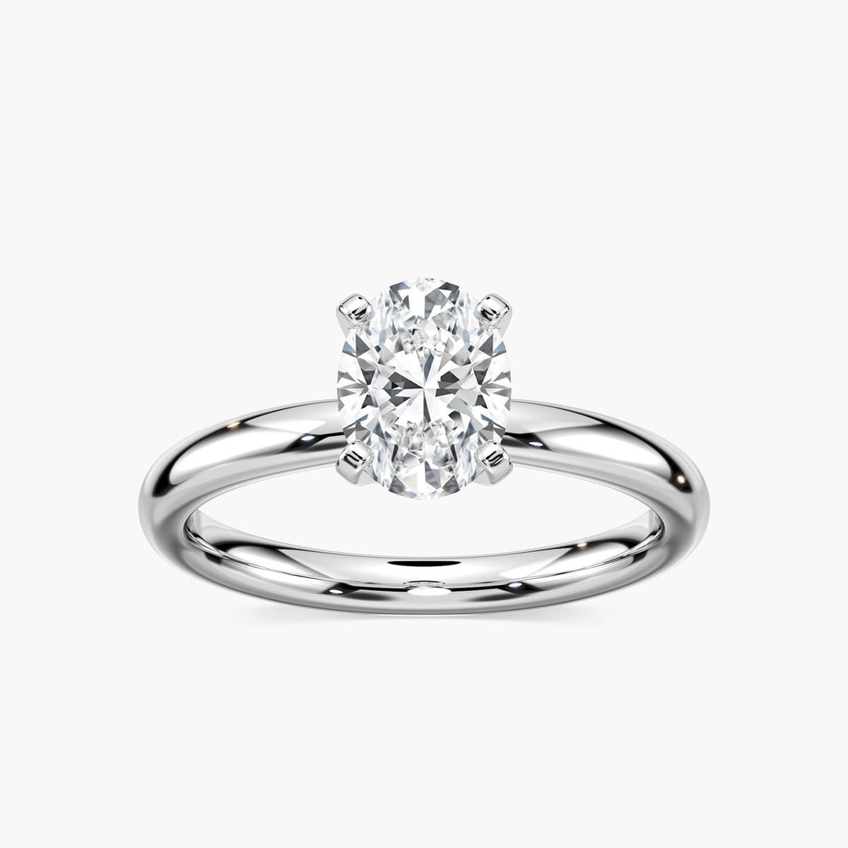 Emilia Solitaire Verlobungsring Ovaler Schliff Weißgold – Lovea
