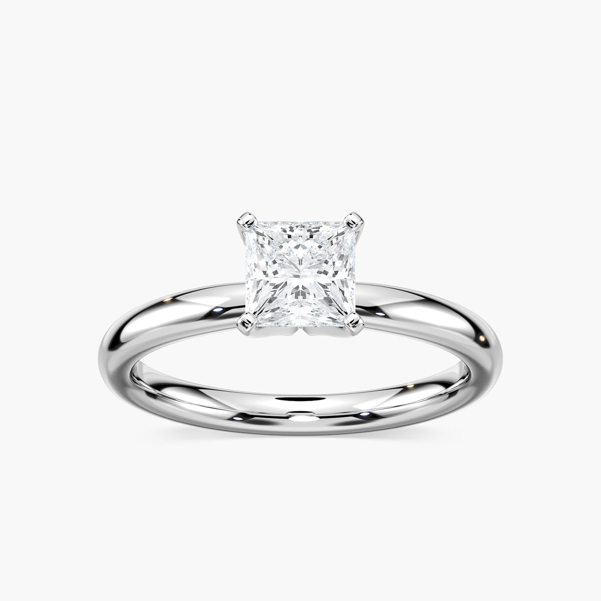 Emilia Solitaire Verlobungsring Prinzessschliff Weißgold – Lovea