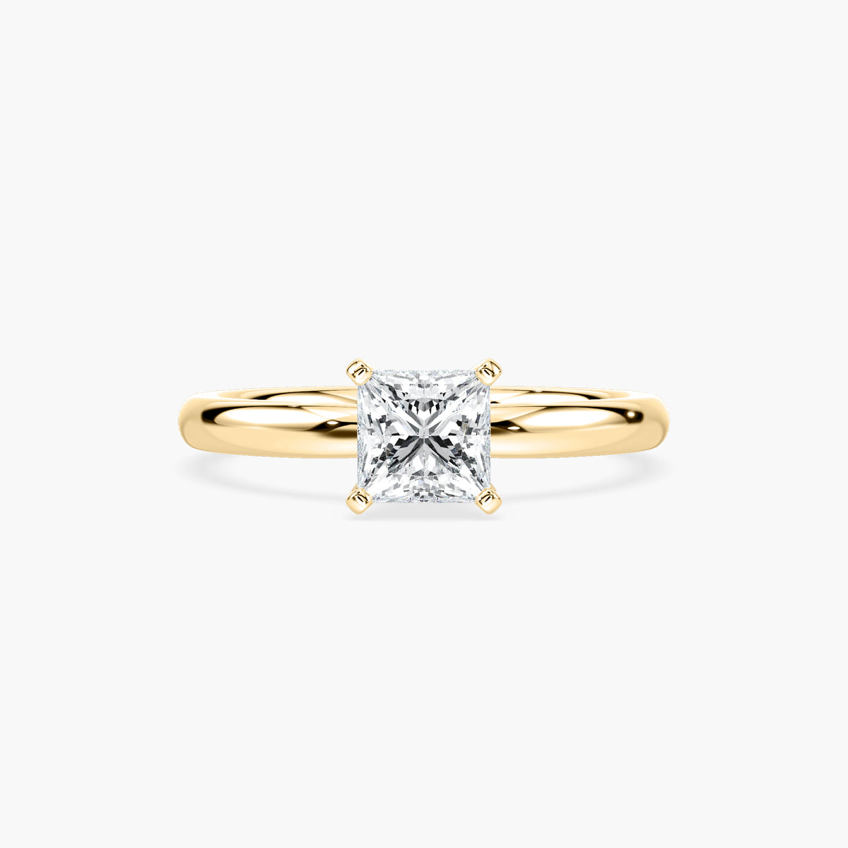 Emilia Solitaire Verlobungsring Prinzessschliff Gelbgold – Lovea