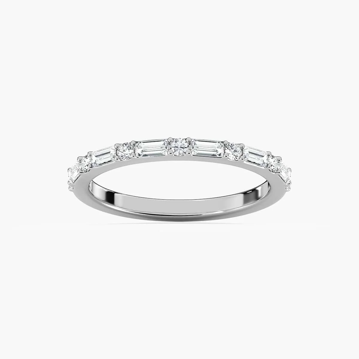 Lovea Whimsy Trauring – Baguette & Rund – Weißgold