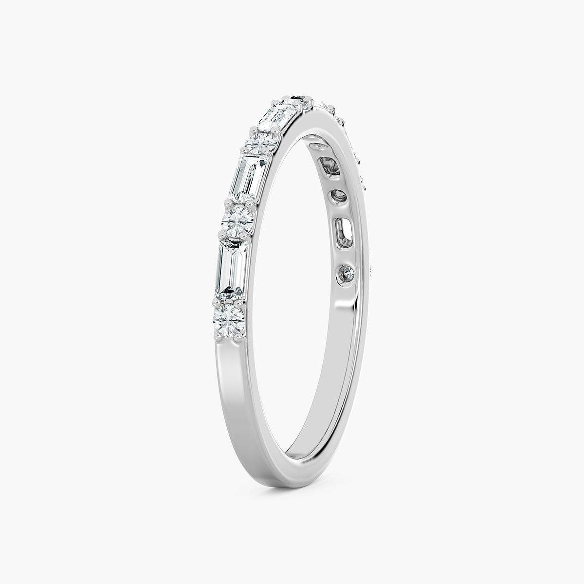 Lovea Whimsy Trauring – Baguette & Rund – Weißgold